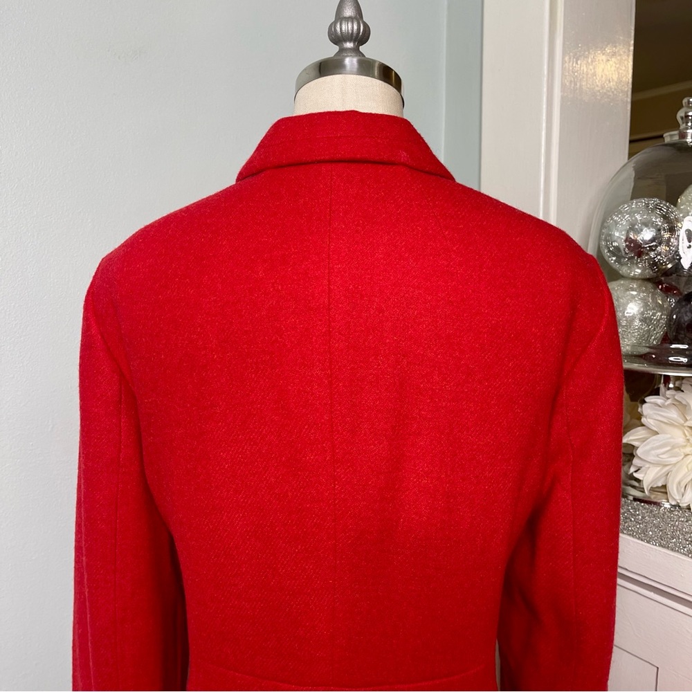 Talbots Shetland Wool Blazer Jacket Red Pop Herringbone 14 - Picture 8 of 13
